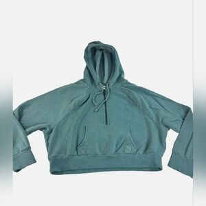Victoria's Secret On Point Crop Hoodie Teal 1/4 Zip Cozy Pullover_Large